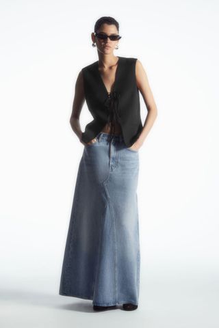 Panelled Denim Maxi Skirt