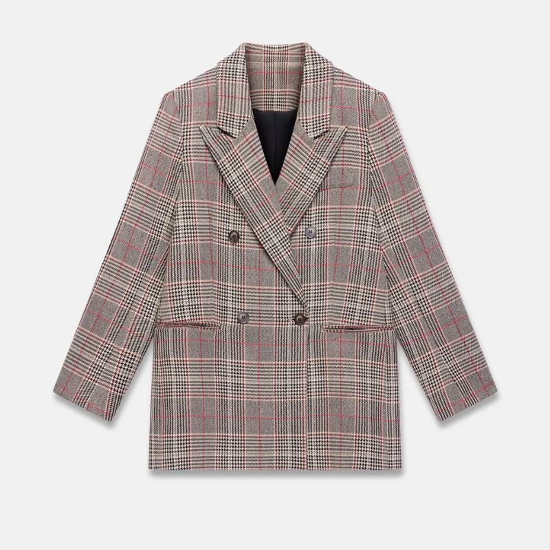 checked double breasted blazer