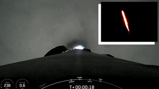 a rocket launch as seen from a camera on the rocket facing down