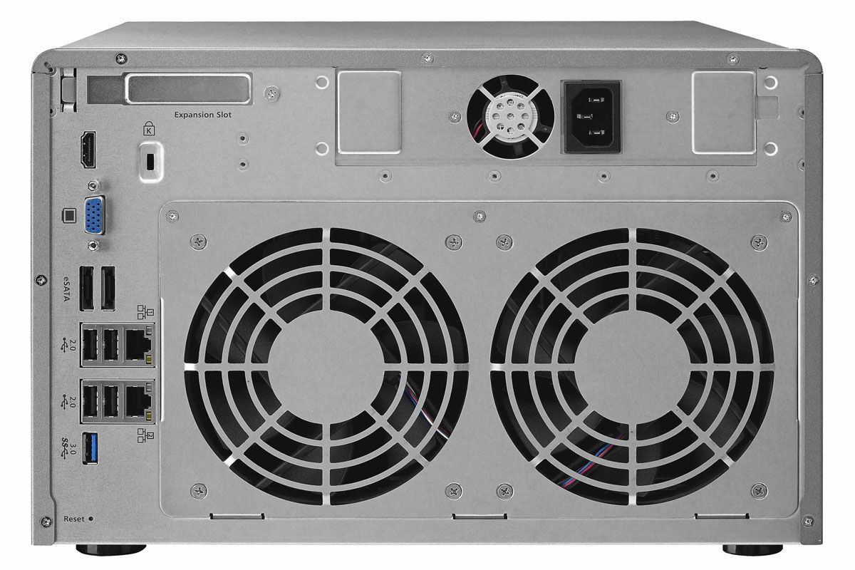 The rear of the QNap TS-879 Pro