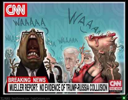 Political Cartoon U.S. CNN democrats Trump Mueller report
