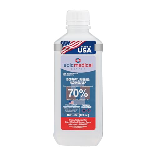 70% Isopropyl Alcohol 70 Percent Rubbing Alcohol 70 Percent Usp, 16 Oz. Bottle, Multipurpose First Aid Antiseptic for Minor Wounds, Cuts, Scrapes and Burns | Home Cleaning and First Aid Tool (1)