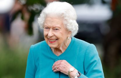 Queen Elizabeth II attends day 1 of the Royal Windsor Horse Show in Home Park, Windsor Castle on July 1, 2021 in Windsor,