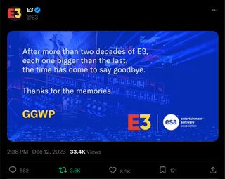 A statement from E3 regarding its closure.