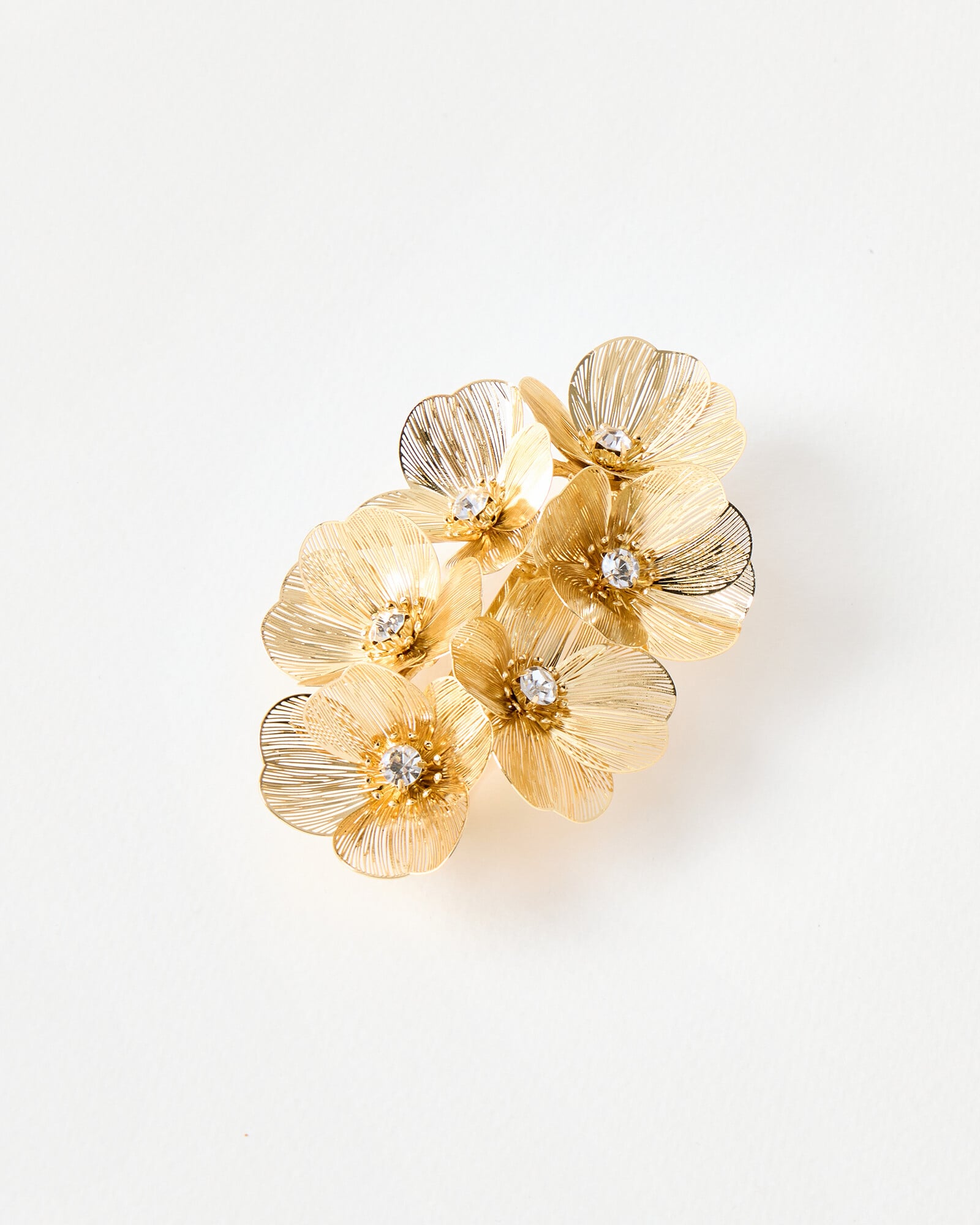 Kimberly Fine Gold Metal Flowers Hair Barrette Clip | Oliver Bonas