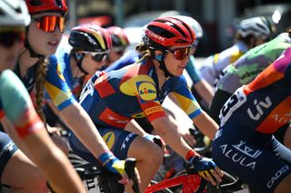 ADELAIDE AUSTRALIA JANUARY 14 Amanda Spratt of Australia and Team LidlTrek prior to the 8th Santos Womens Tour Down Under 2024 Stage 3 a 934km stage from Adelaide to Willunga Hill 370m UCIWWT on January 14 2024 in Adelaide Australia Photo by Tim de WaeleGetty Images
