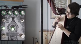 Emily Hopkins runs a lever harp through an Electrofoods Nepenthes pedal