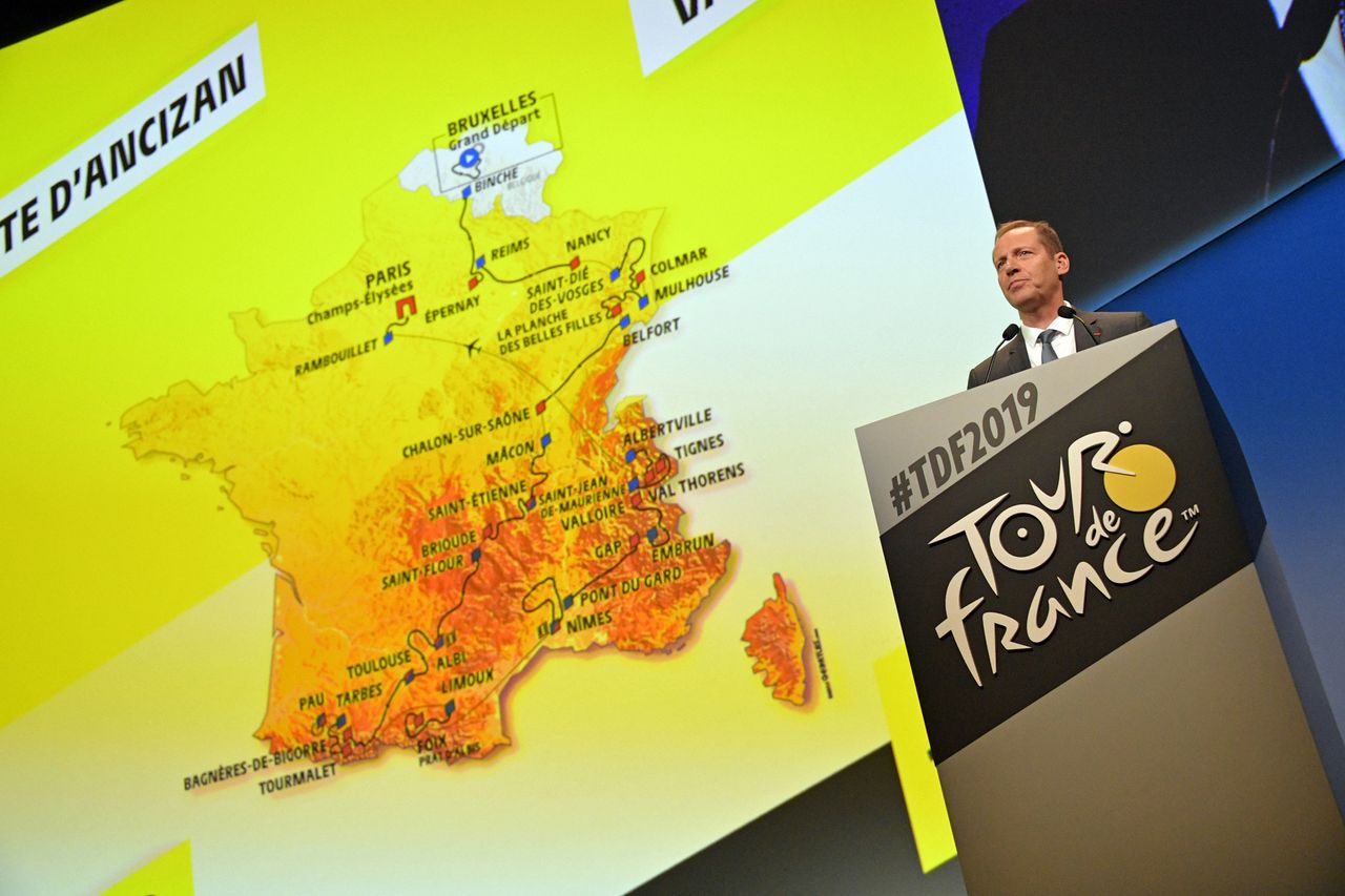 Tour de France race director Christian Prudhomme presents the 2019 race route