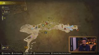 The 3D map of Monster Hunter Wilds on display during a Gamescom stream.