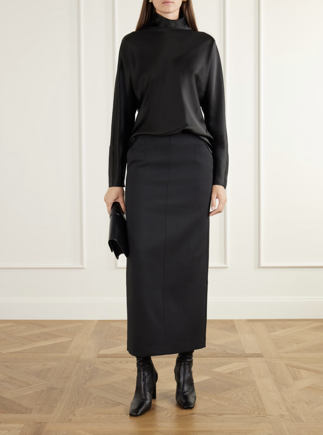 black twill pencil skirt