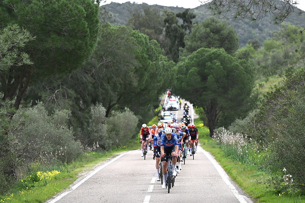 TAVIRA, PORTUGAL - FEBRUARY 18: Johan Price-Pejtersen of Denmark and Team Alpecin-Premier Tech leads the peloton during the 52nd Volta ao Algarve em Bicicleta 2026 - Stage 1 a 183.5km stage from Vila Real de Santo Antonio to Tavira on February 18, 2026 in Tavira, Portugal. (Photo by Dario Belingheri/Getty Images)