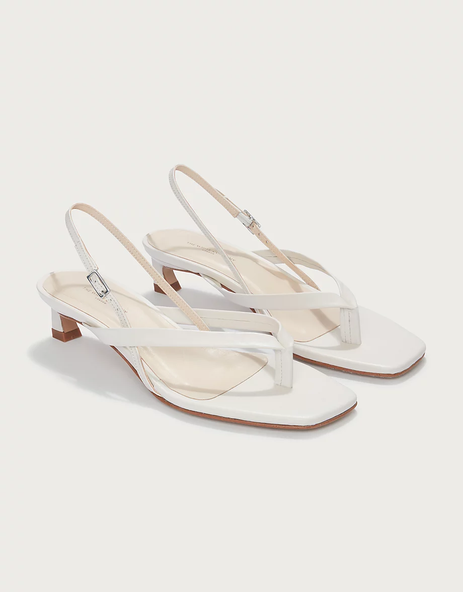 The White Company, Leather Kitten Heel Toe Post Sandals