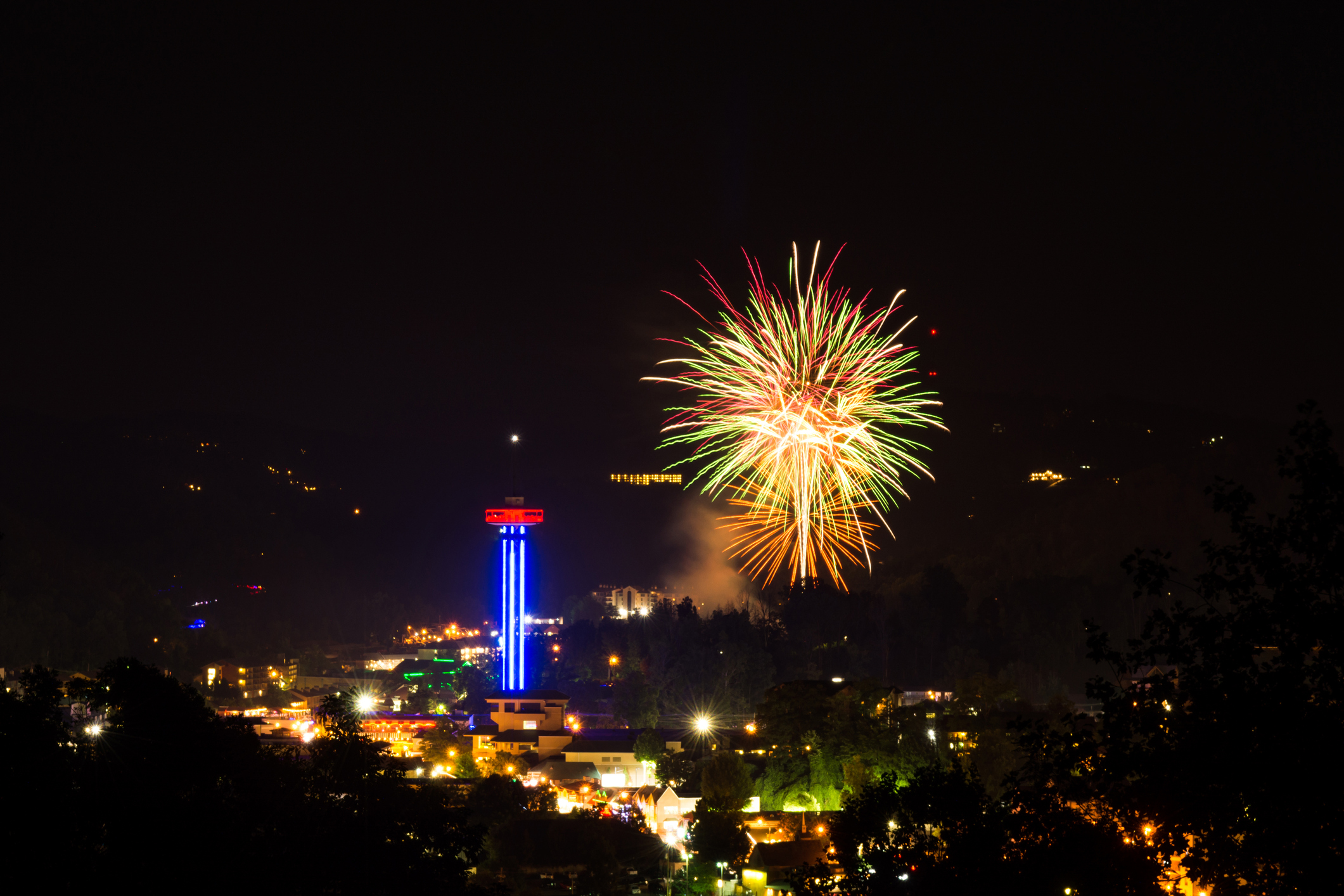 Fourth of July Fireworks over Gatlinburg