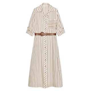 Zara Striped Belted Midi Dress