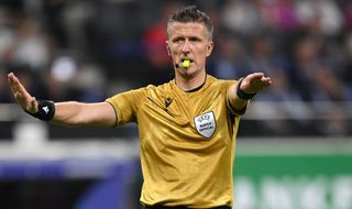 Who is the referee for Portugal v Slovenia Referee Daniele Orsato makes a decision during the UEFA EURO 2024 group stage match between Switzerland and Germany at Frankfurt Arena on June 23, 2024 in Frankfurt am Main, Germany. (Photo by Stu Forster/Getty Images)