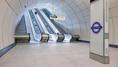 Bond Street Underground Station escalators, part of Elizabeth Line