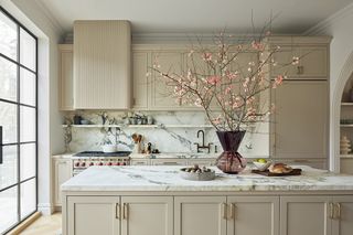 flowers in kitchen of New York townhouse