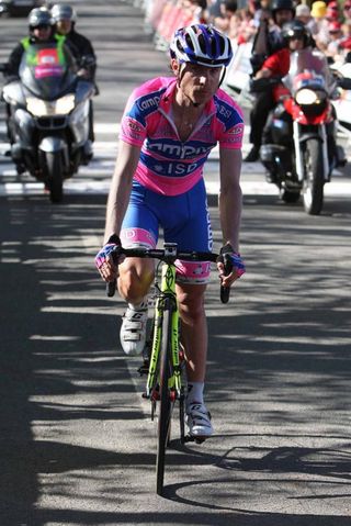 Damiano Cunego finishes the fourth stage of the Vuelta al Pais Vasco.