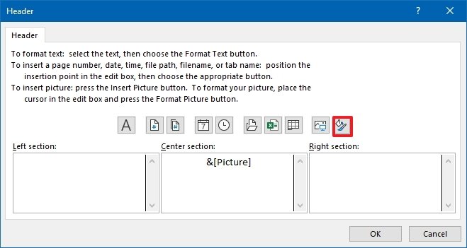 Header composer format picture