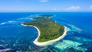 Aerial view of Desroches Island, Seychelles