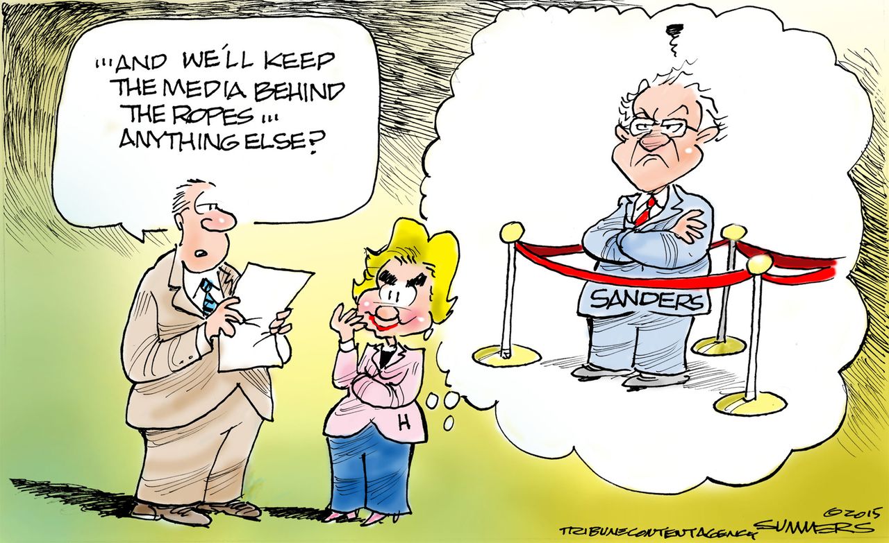 Political cartoon U.S. Clinton Sanders