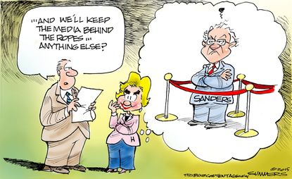 Political cartoon U.S. Clinton Sanders