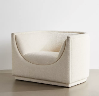 white boucle armchair