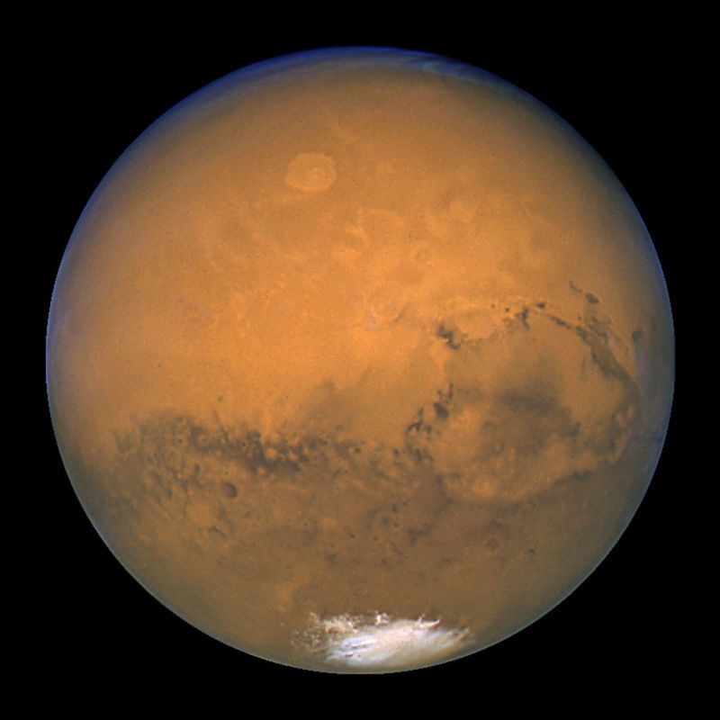 Mars as seen by the Hubble Space Telescope in August 2003. 