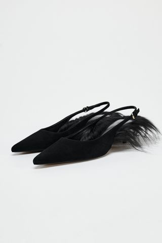 Leather Slingback Heels With Faux Fur Detail Limited Edition