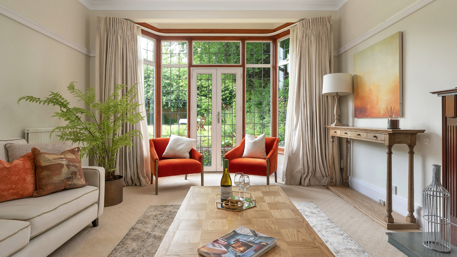 Living space with view into garden