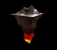 Illustration of the layers of the Earth, like a slice of cake.