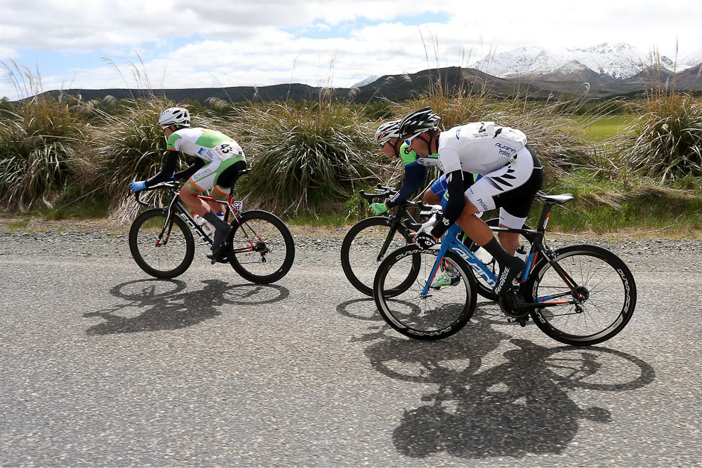 Joseph Cooper of Wellington wears his New Zealand jersey as he heads towards Orepuki during stage three of the Tour of Southland