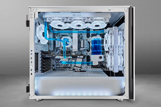 A PC being cooled with a custom CORSAIR solution.