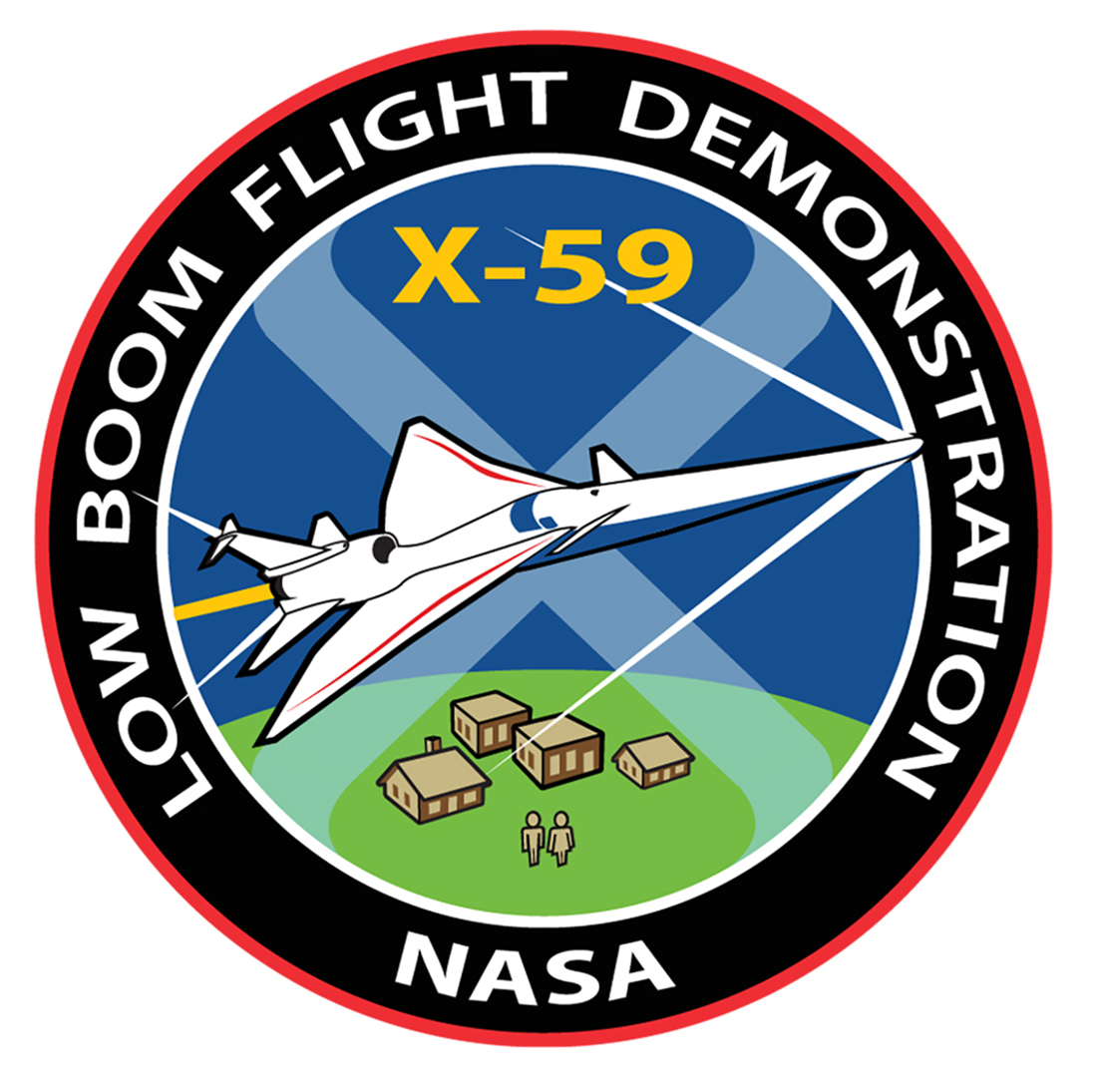 Here, the X-59 designation has been added to NASA's emblem for the Low-Boom Flight Demonstration mission, which aims to build a quiet supersonic airplane.