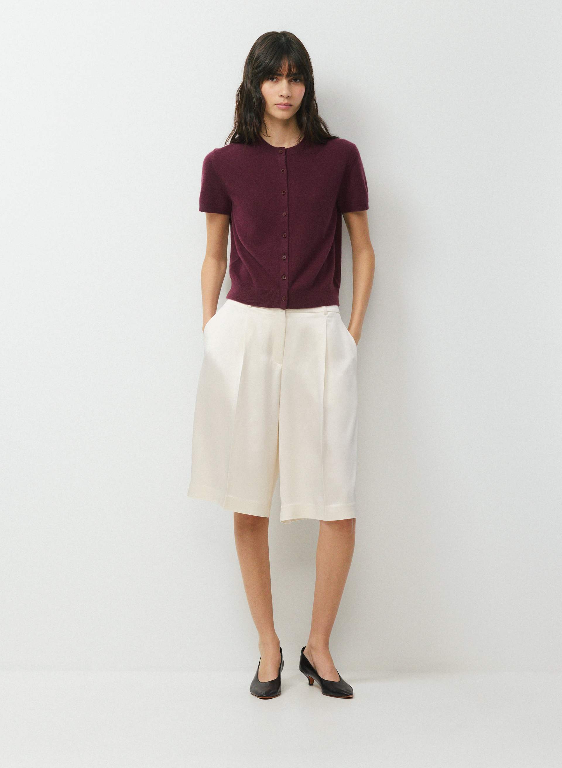 Bare Cashmere Noteworthy Shortsleeve Cardigan