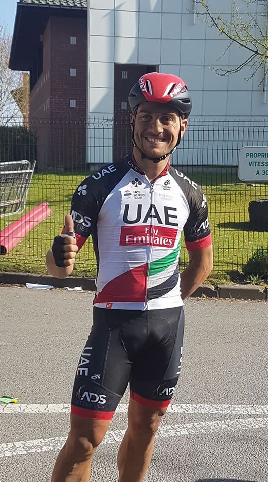A sheepish Andrea Guardini after his post-Paris-Roubaix adventure came to an end.