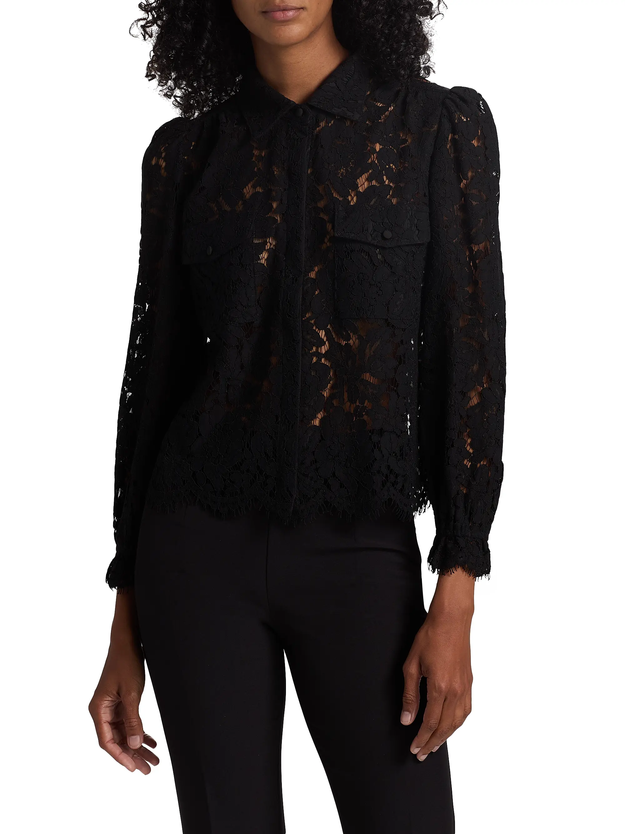 Floral Lace Button-Front Shirt