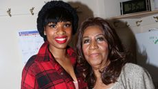Jennifer Hudson and Aretha Franklin pose backstage at the hit musical "The Color Purple" on Broadway at The Jacobs Theater on December 15, 2015 in New York City.