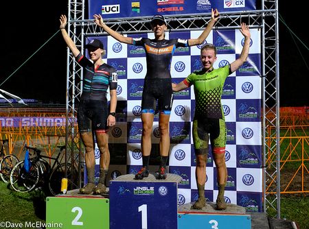 Women&rsquo;s podium (L to R) Elle Anderson (Elle Anderson Racing) 2nd, Helen Wyman (Kona) 1st, Emma White (Cannondale) 3rd