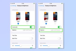 The first step to automatically enabling dark mode on iPhone