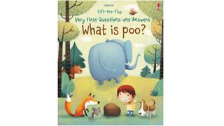 Image of a book with illustrations of different animals investigating a poo as part of the best potty training books