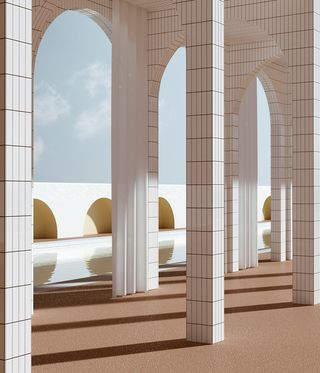 Interior 3D white columns