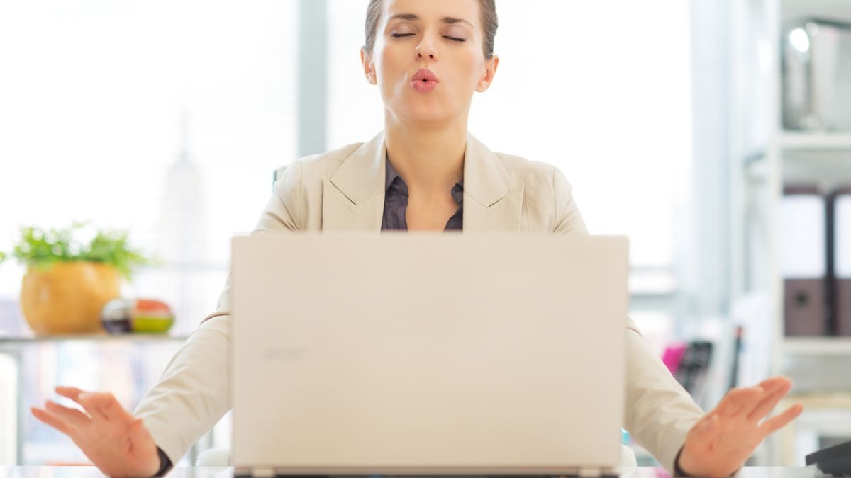 Business woman with laptop relaxing