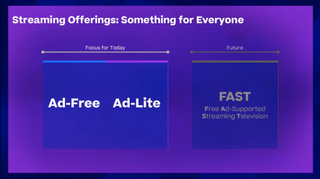 The new HBO Max and Discovery Plus tiers slide from the WBD Q2 Earnings Call, which shows ad-free, ad-lite and free ad-supported streaming service options
