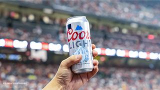 A Coors Light commemorative can featuring a black square inspired by a Shohei Ohtani foul ball