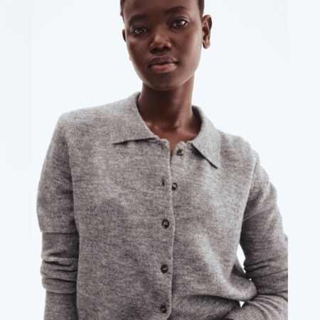 model wearing collared knit