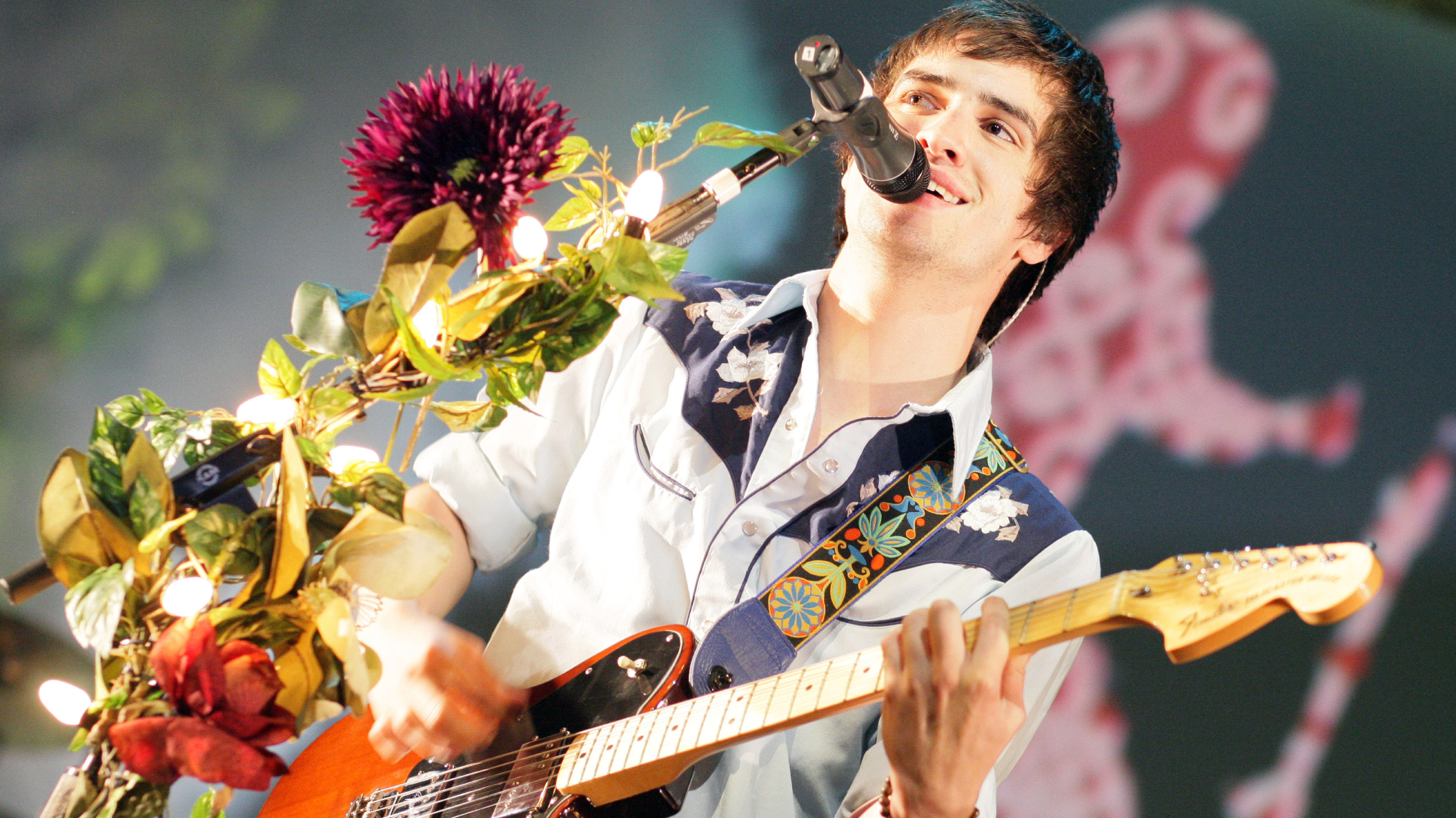 Photo of Panic! At The Disco's Brendon Urie playing live in 2008