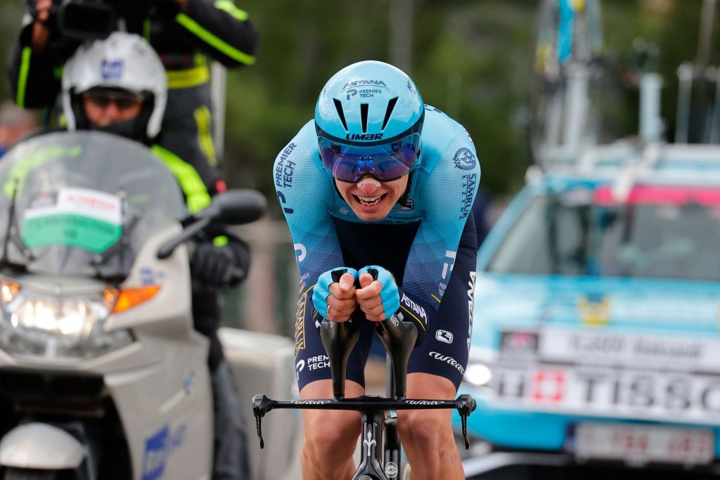 Team Astana rider Russias Aleksander Vlasov competes in the first stage of the Giro dItalia 2021 cycling race a 86 km individual time trial on May 8 2021 in Turin Photo by Luca Bettini AFP Photo by LUCA BETTINIAFP via Getty Images