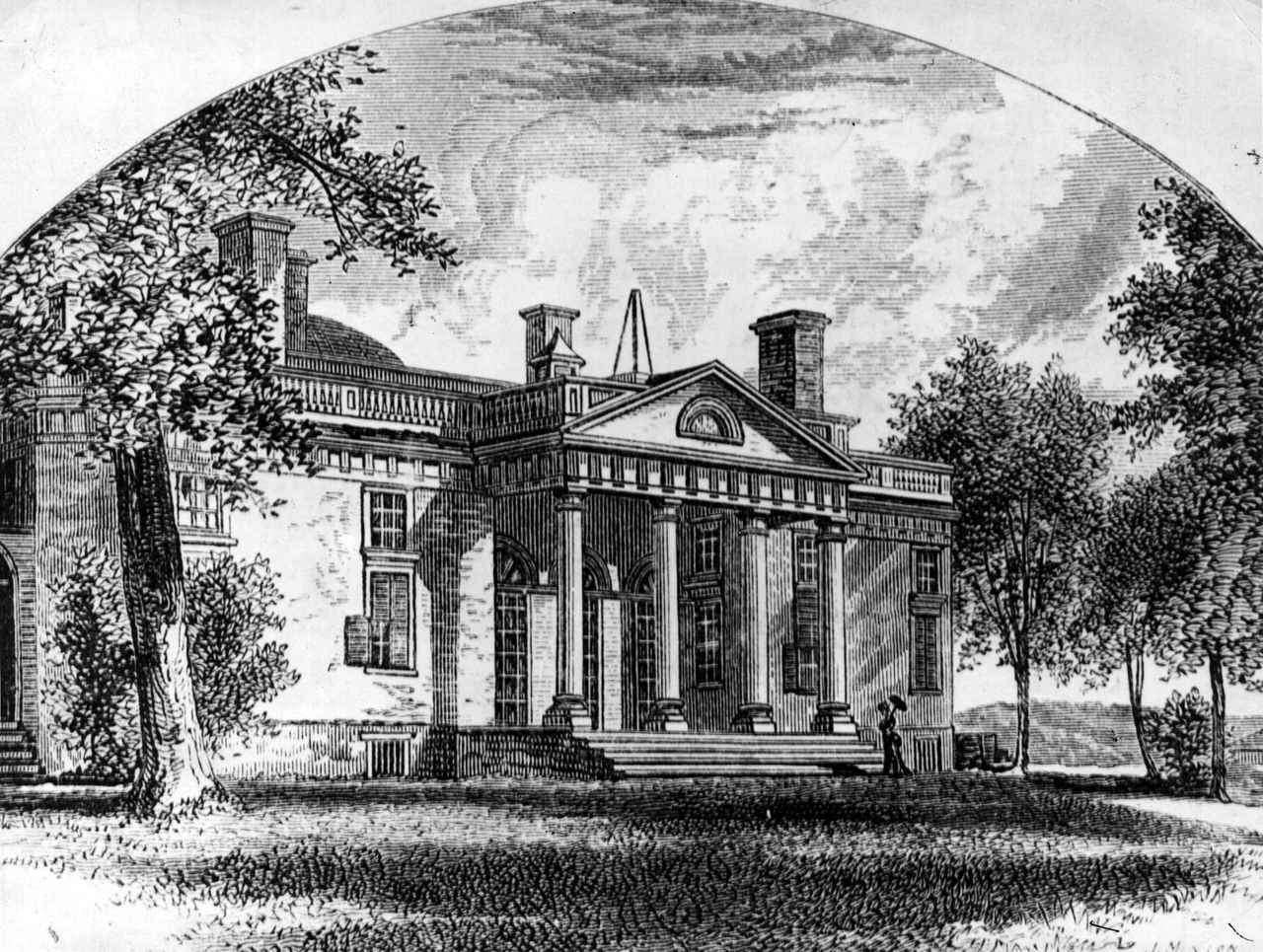 An 1810 engraving of Jefferson&amp;#039;s Monticello