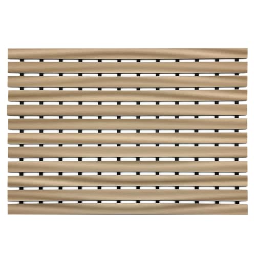 Nicoman Shower Drying Mat Non-Slip Bath Drainage Matt Slatted Duckboard Design| Beige - (61x43cm / 24x17 Inches)